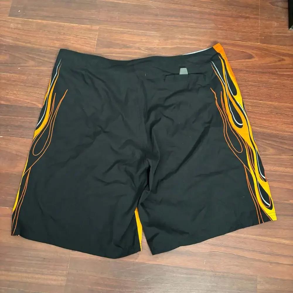No Boundaries Mens Orange Flame Print Board Shorts Size 44